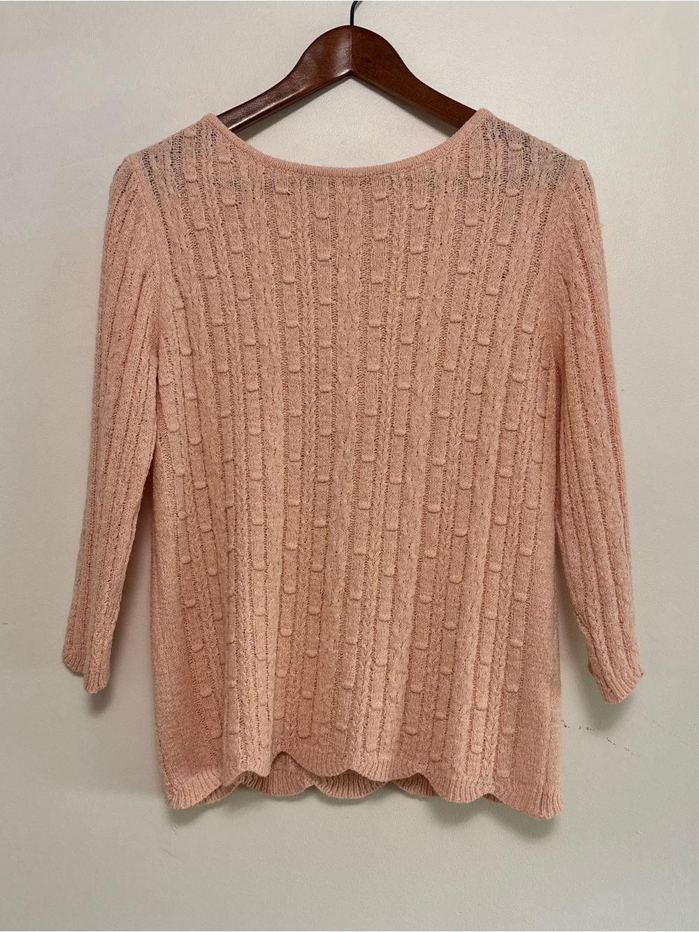 Laura Petites Women's Soft Knit Scallop Hem Sweater - Blush Pink Small